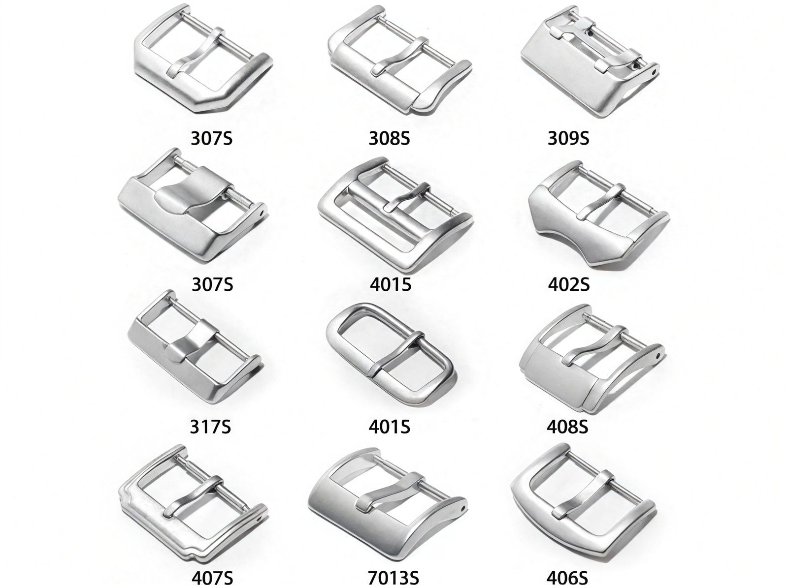 Assorted watch buckle styles grid for catalog